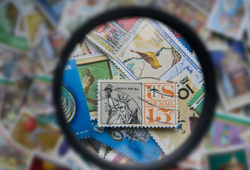 postage stamps of different countries and times
