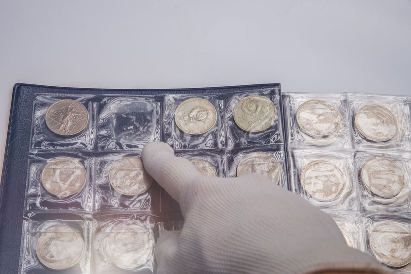 coin collection in protective cases